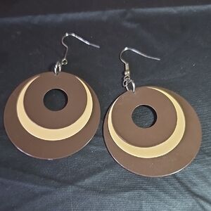 Brown and Tan Circular Earrings